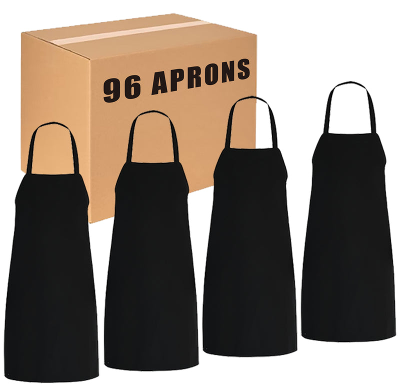 96 x Kitchen Chef Bib Aprons Case Pack Black