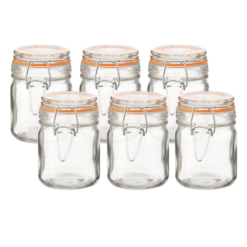 Set of 6 Glass Spice Jars with Airtight Clamp Lids (5 oz)