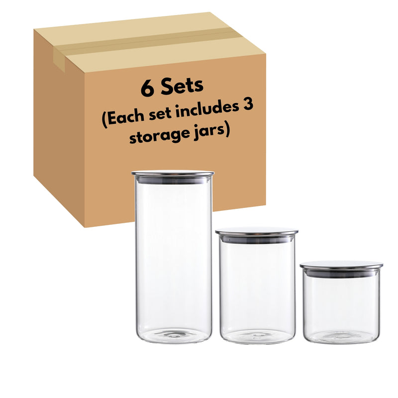 Airtight Clear Glass Canister Set of 3