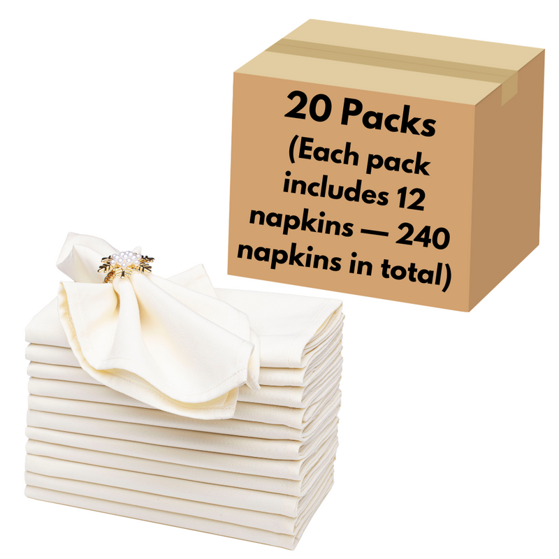 Spun Polyester Dinner Napkins Ivory
