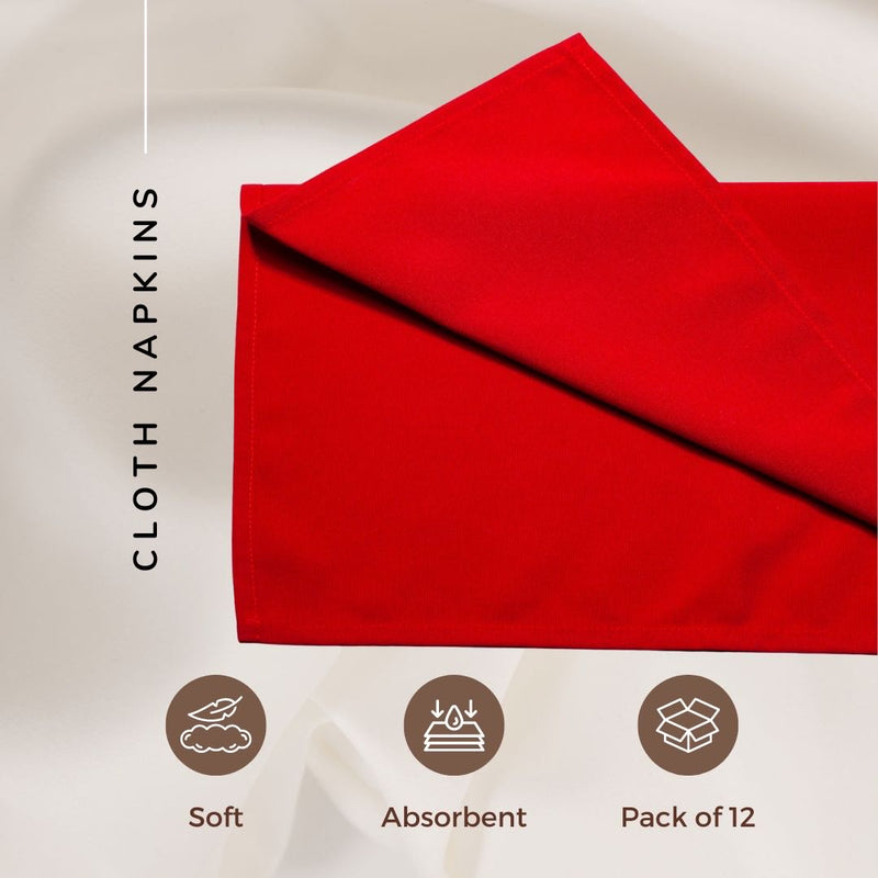 Spun Polyester Dinner Napkins Red