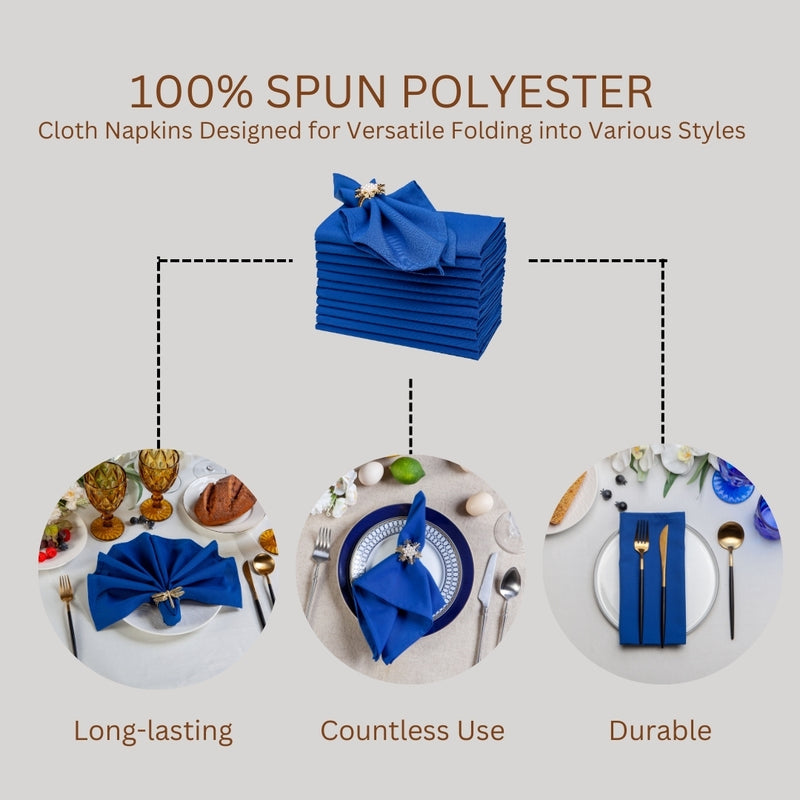 Spun Polyester Dinner Napkins Royal Blue