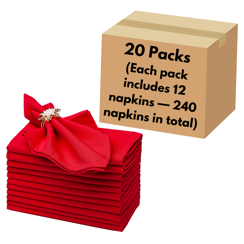 Spun Polyester Dinner Napkins Red