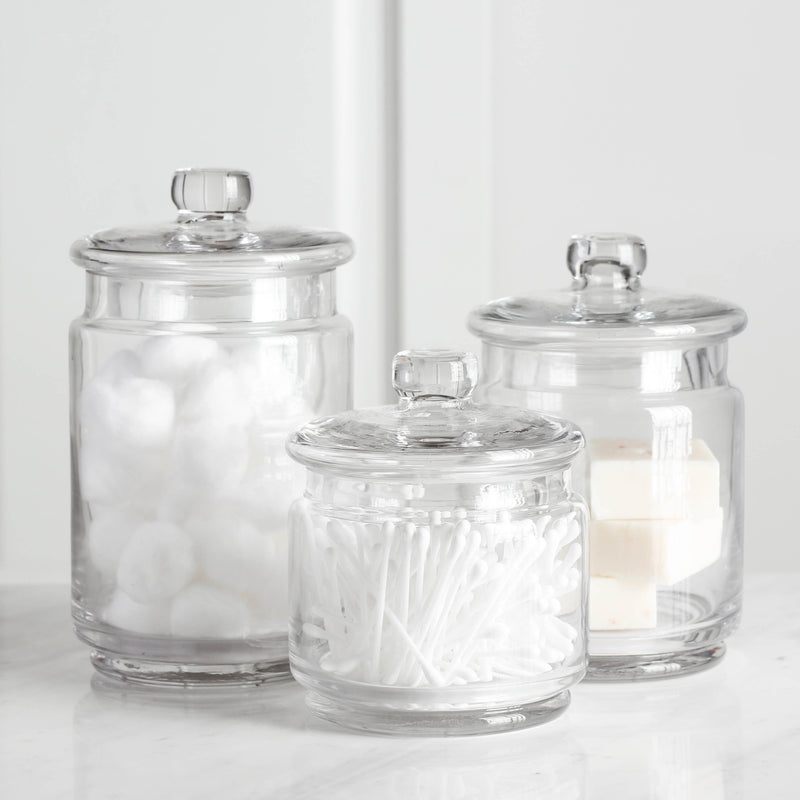 Bathroom Vanity Apothecary Jars, Set of 3