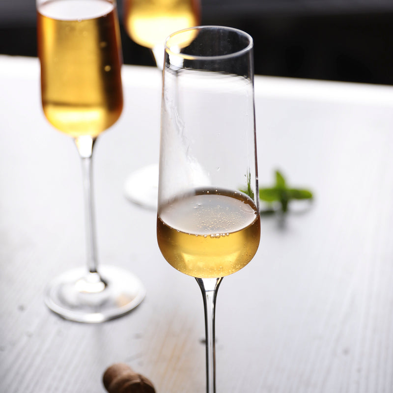 Crystal Champagne Flutes Glasses, Set of 4 (8 oz, 10 2/3" Tall)