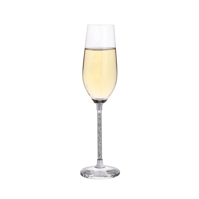 Lead Free 8 Ounce Champagne Glasses, Set of 2 Champagne Flutes with Long Crystal Diamond Stem