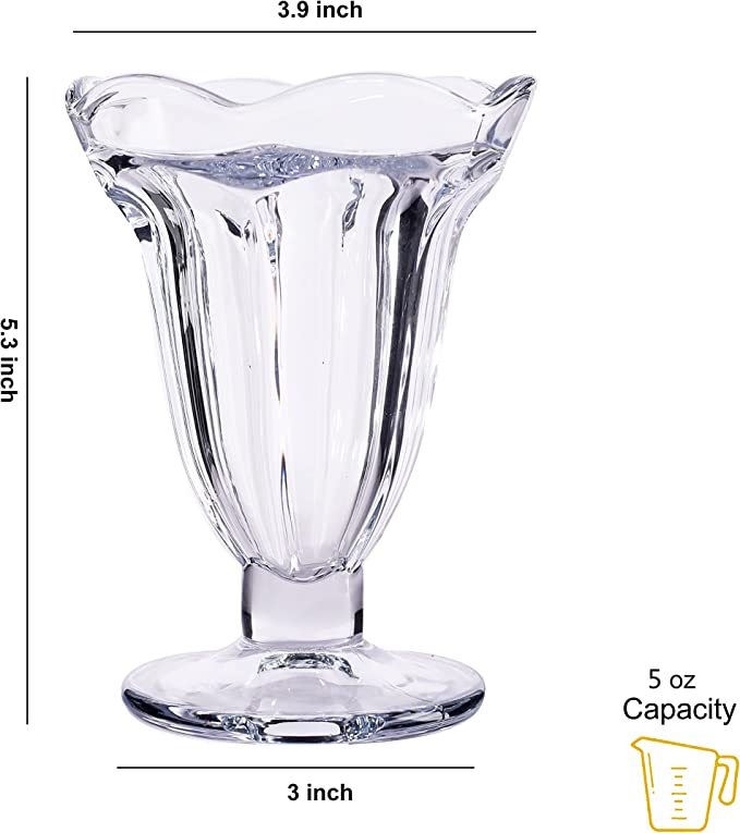 6 PCs Set 5.6 oz Tulip Clear Glass Dessert Bowls