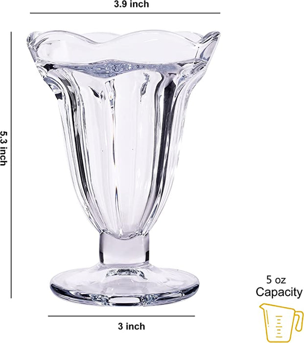 Gala Houseware 6 PCs Set 5.6 oz Tulip Clear Glass Dessert Bowls/Cups - Perfect for Dessert, Sundae, Ice Cream, Fruit, Salad, Snack, Cocktail, Condiment, Trifle and Christmas Holiday Party