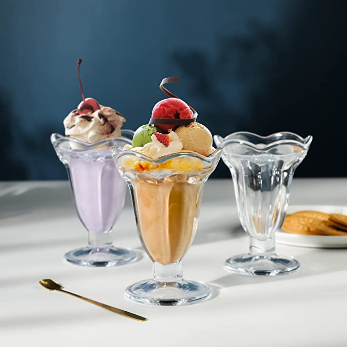 6 PCs Set 5.6 oz Tulip Clear Glass Dessert Bowls