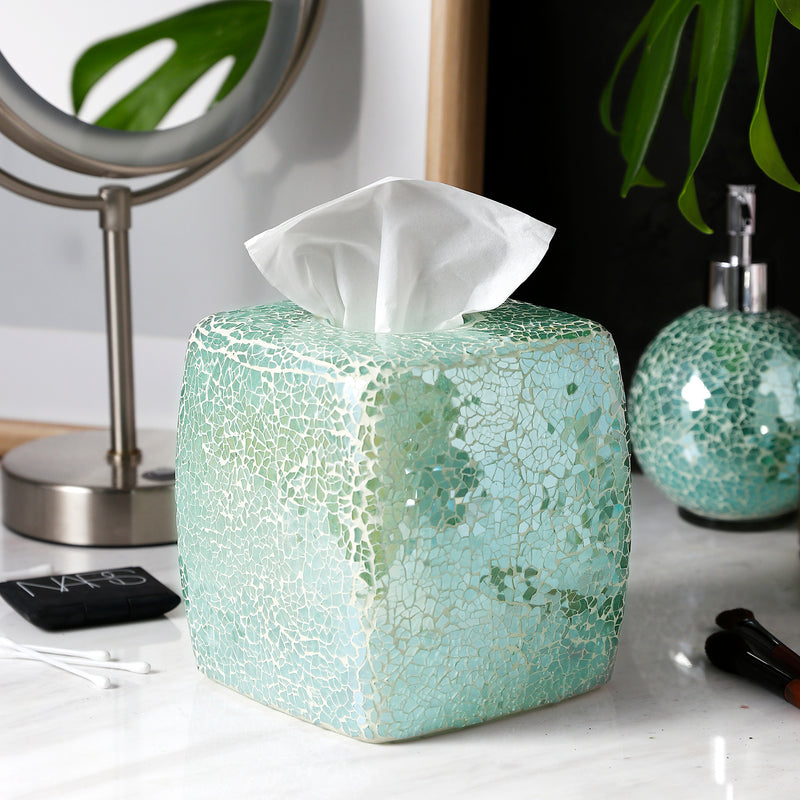 Mosaic Glass Square Facial Tissue Holder