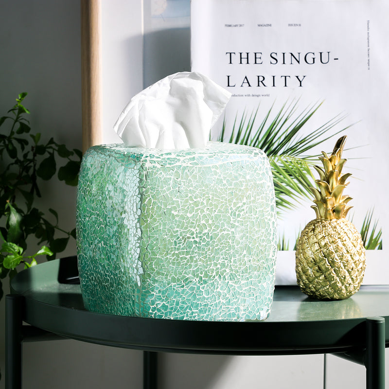 Mosaic Glass Square Facial Tissue Holder