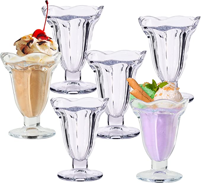 6 PCs Set 5.6 oz Tulip Clear Glass Dessert Bowls
