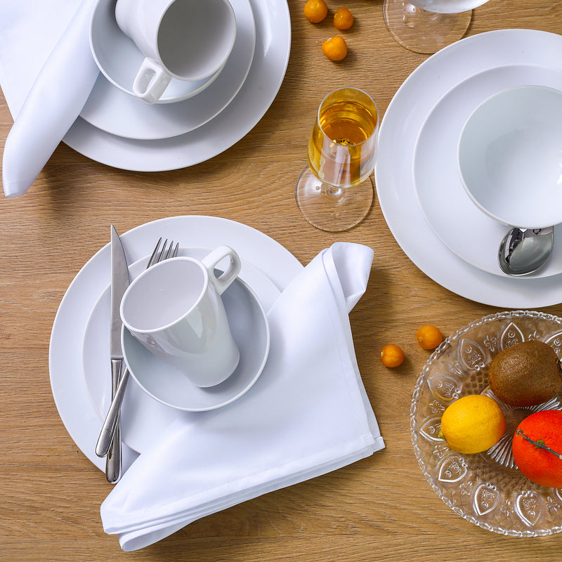 White Polyester Dinner Napkins, 20 x 20 Inch, Reusable Cloth Napkins (12-Pack)