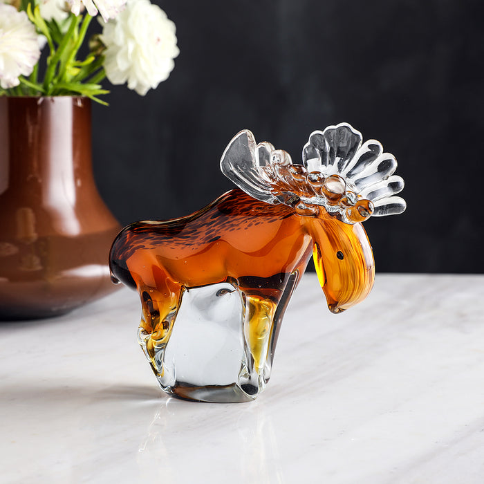 Art Craft Collectible Handmade Glass Elk Paperweight