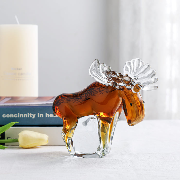 Art Craft Collectible Handmade Glass Elk Paperweight