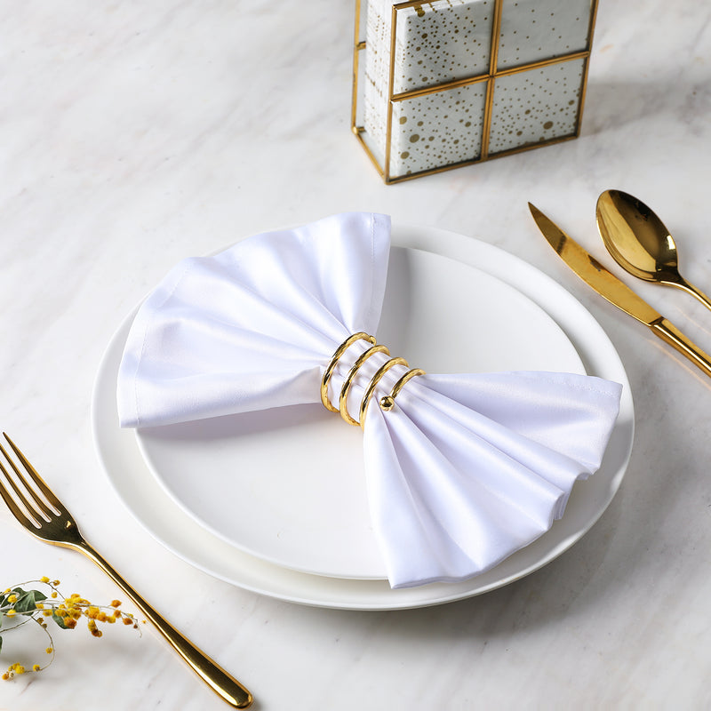 White Polyester Dinner Napkins, 20 x 20 Inch, Reusable Cloth Napkins (12-Pack)