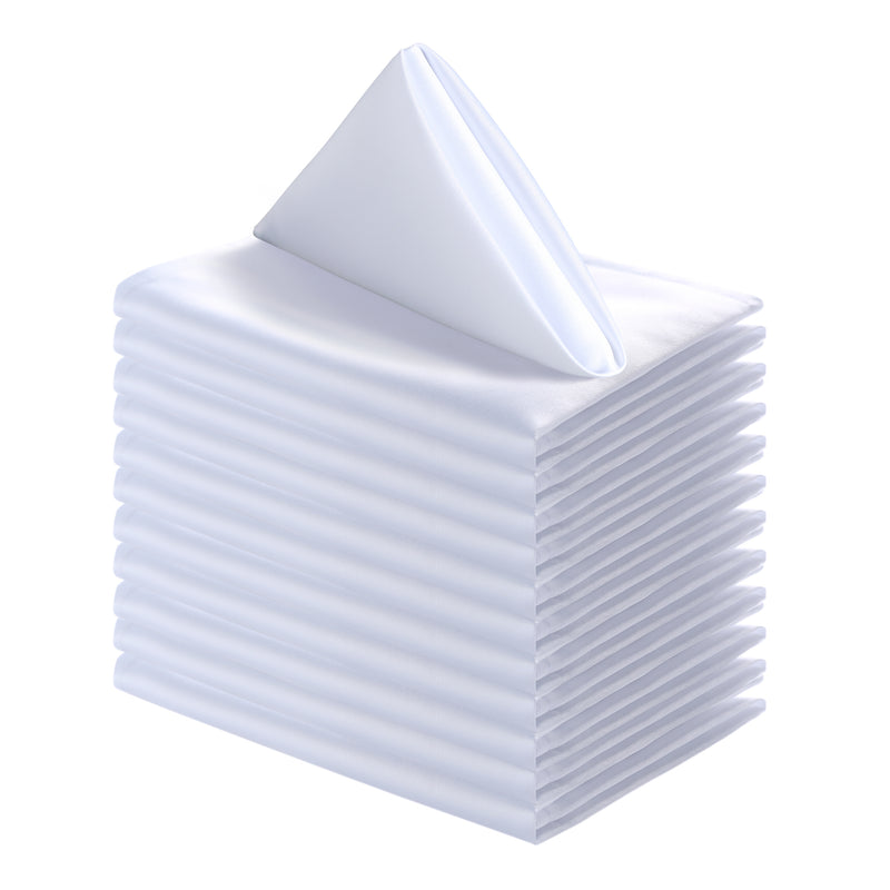 White Polyester Dinner Napkins, 20 x 20 Inch, Reusable Cloth Napkins (12-Pack)