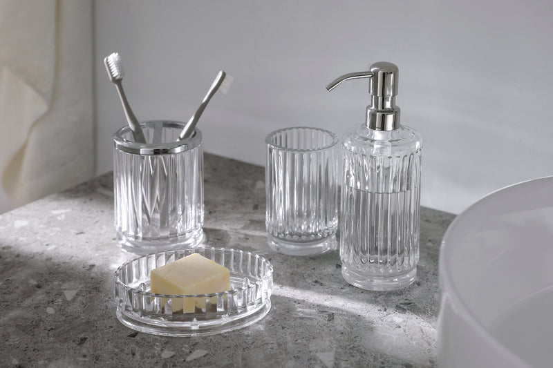 Bathroom Accessories Set – Lead-Free Glass Soap Dispenser, Tumbler, Toothbrush Holder & Soap Dish