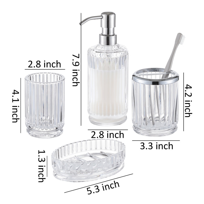 Bathroom Accessories Set – Lead-Free Glass Soap Dispenser, Tumbler, Toothbrush Holder & Soap Dish
