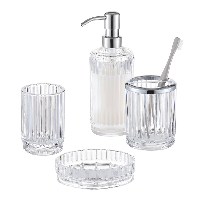 Bathroom Accessories Set – Lead-Free Glass Soap Dispenser, Tumbler, Toothbrush Holder & Soap Dish