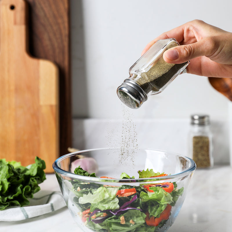 4-Piece Glass Kitchen Cruet Set – Oil & Vinegar Bottles (8.8 oz) with Salt & Pepper Shakers