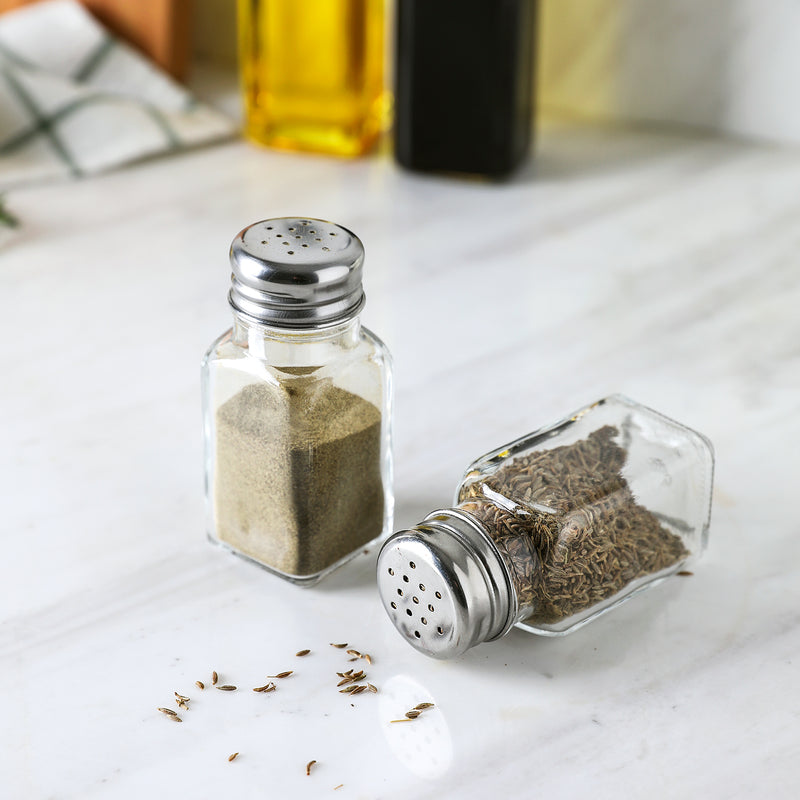 4-Piece Glass Kitchen Cruet Set – Oil & Vinegar Bottles (8.8 oz) with Salt & Pepper Shakers