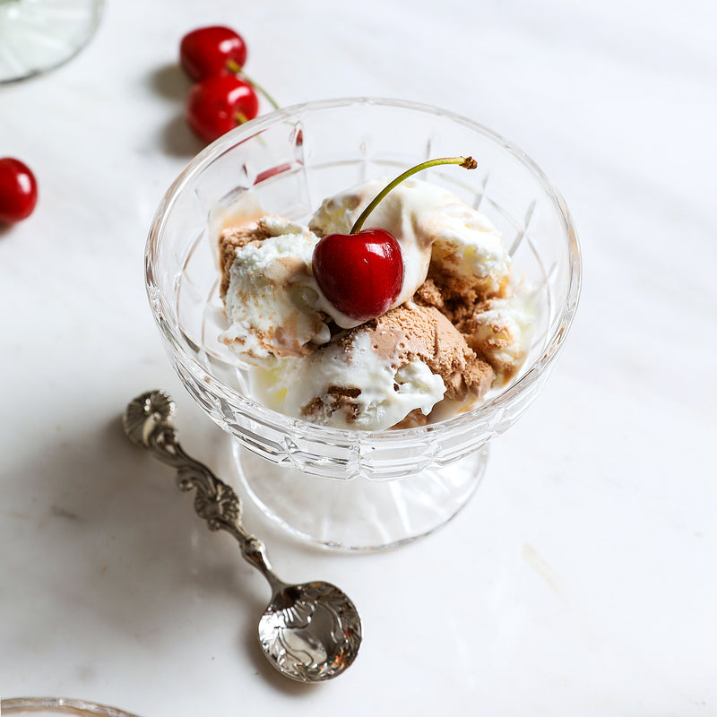 8oz Clear Glass Ice Cream Cups – Set of 4 Vintage Dessert Bowls, Lead-Free & Dishwasher Safe