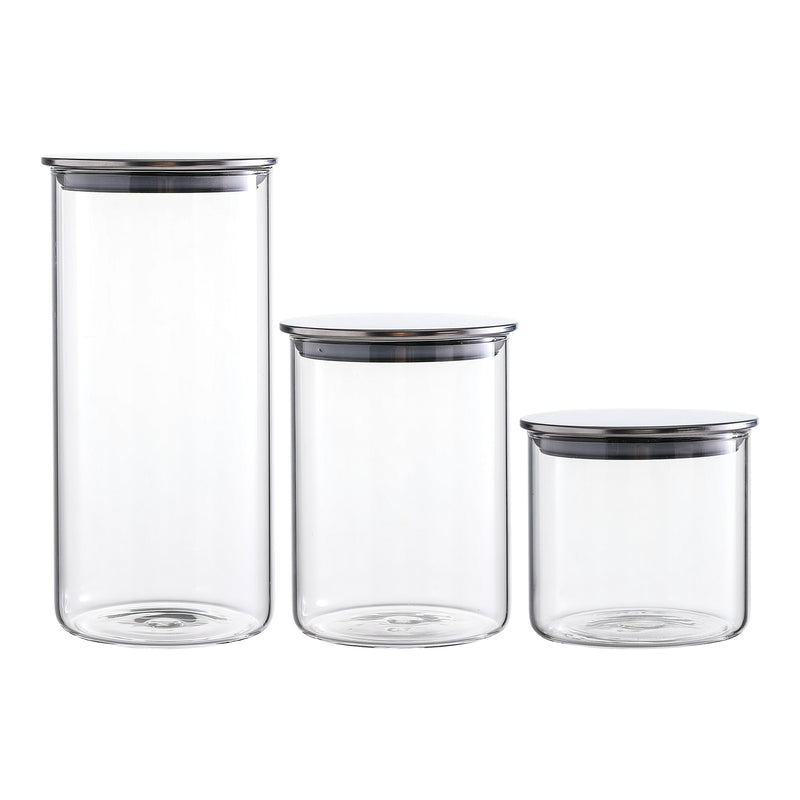 Airtight Clear Glass Canister Set of 3