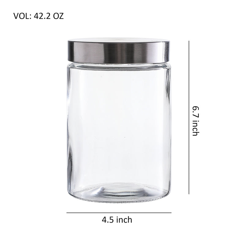 Clear Glass Storage Containers with Lids – Set of 3 Kitchen Canisters for Coffee, Sugar, Cereal & Snacks