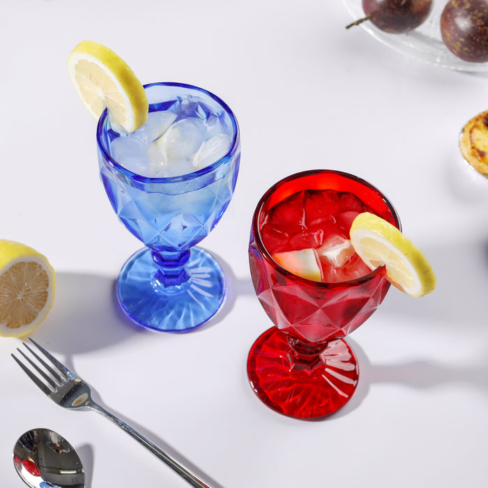 Set of 6 Red Colored Water Glasses Wine Drinking Goblet , 10.8 oz (6 Red)