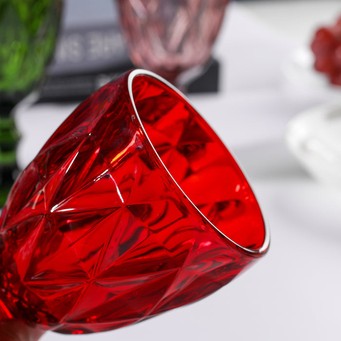 Set of 6 Red Colored Water Glasses Wine Drinking Goblet , 10.8 oz (6 Red)