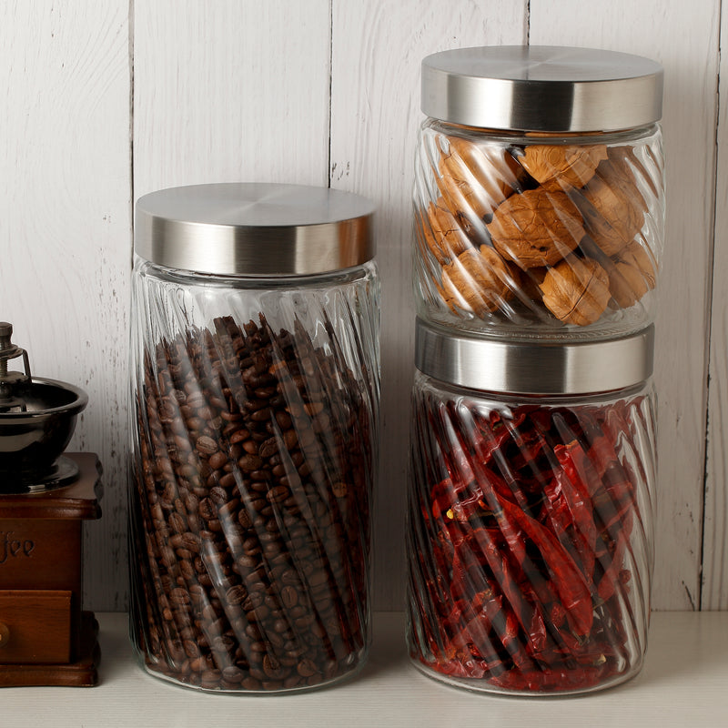 Clear Spiral Design Glass Storage Containers