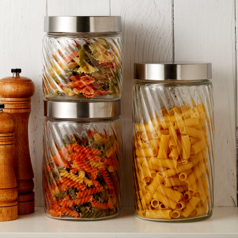 Clear Spiral Design Glass Storage Containers