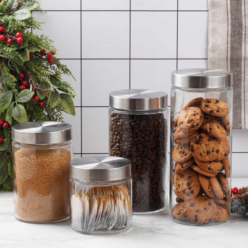 Clear Cylindrical Glass Storage Containers