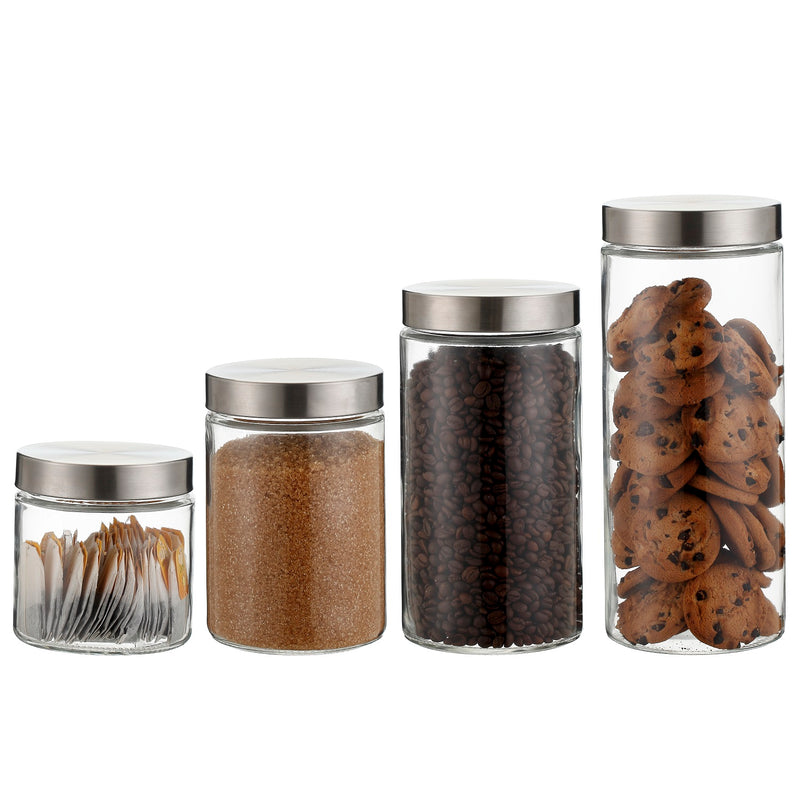 Clear Cylindrical Glass Storage Containers