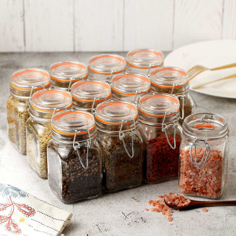 Glass Spice Jars Bottles with Airtight Lids