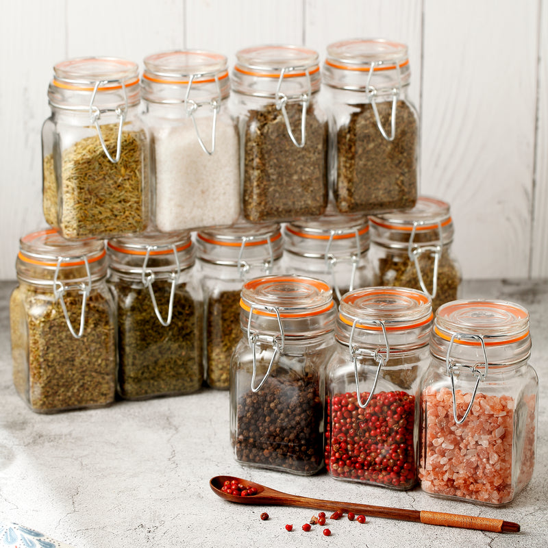 Glass Spice Jars Bottles with Airtight Lids