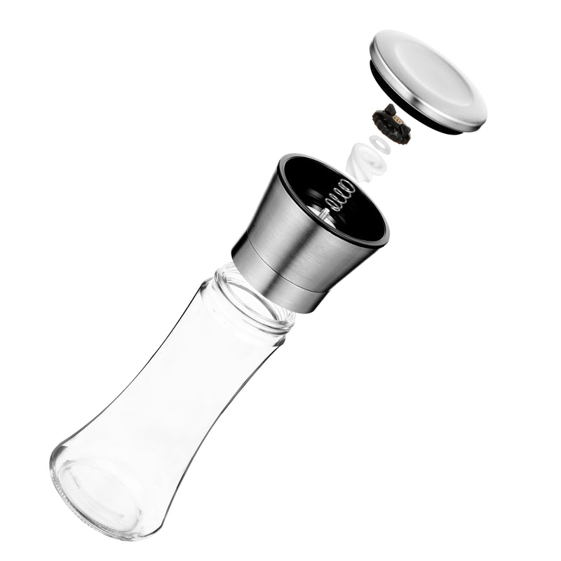 Salt & Pepper Grinders Set of 2 – 7.5" Glass Manual Mills (9.8 oz)