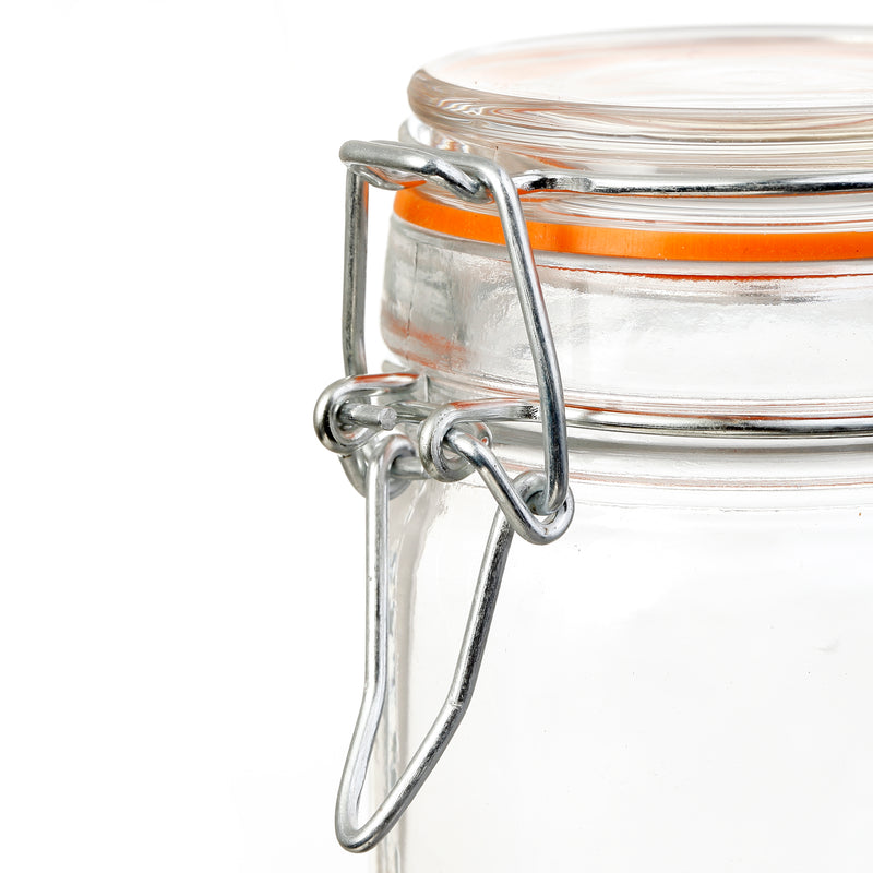 Glass Spice Jars with Airtight Clamp Lids, Set of 6 (7.5 oz)