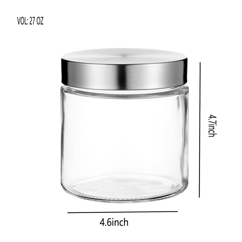 Clear Cylindrical Glass Storage Containers