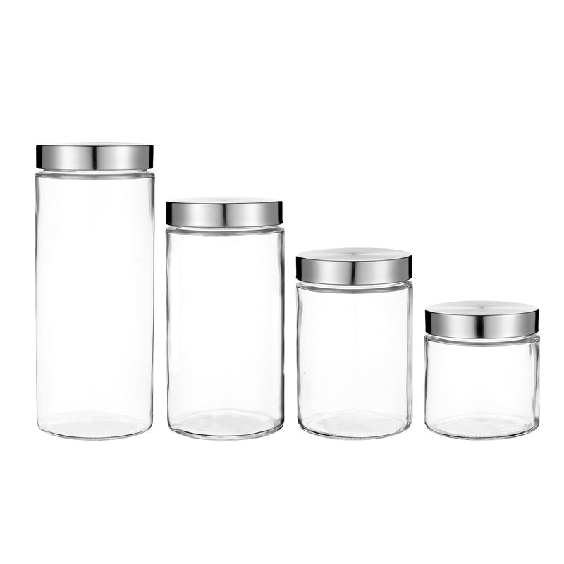 Clear Cylindrical Glass Storage Containers