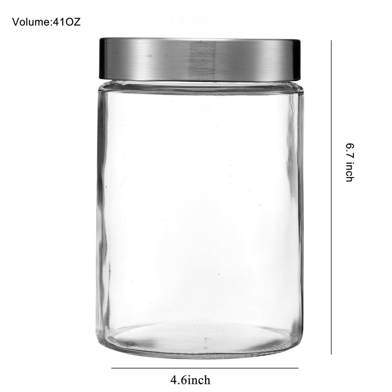 Clear Glass Storage Containers with Lids (4.5″ Diameter, 4.7″ / 6.7″ / 8.7″ Height, Set of 3)