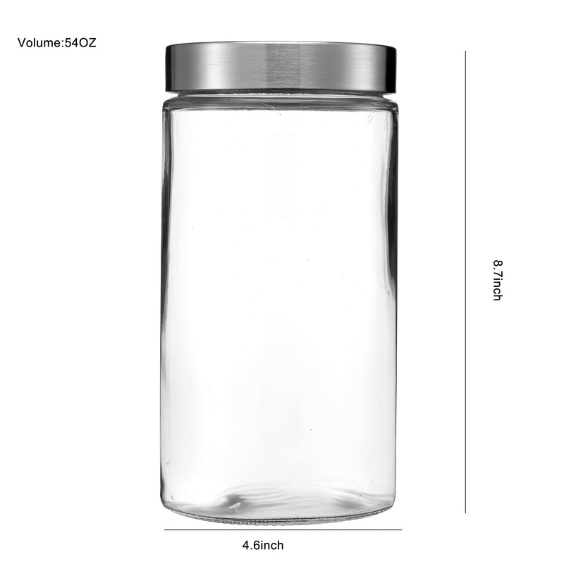 Clear Glass Storage Containers with Lids (4.5″ Diameter, 4.7″ / 6.7″ / 8.7″ Height, Set of 3)