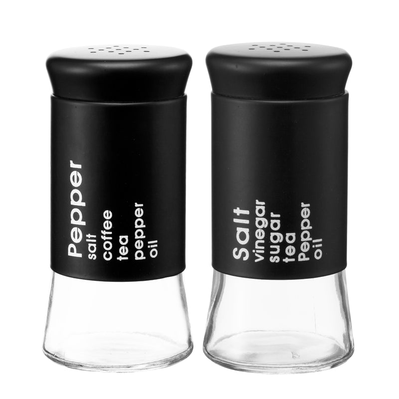 Salt & Pepper Shakers Set – Premium Black Glass Bottles, Set of 2