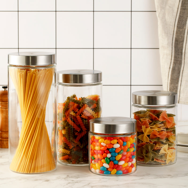 Clear Cylindrical Glass Storage Containers