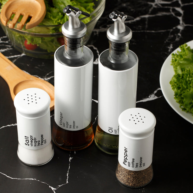 2-Piece Oil & Vinegar Dispenser Set – Glass Bottles with Stainless Steel Pour Spouts