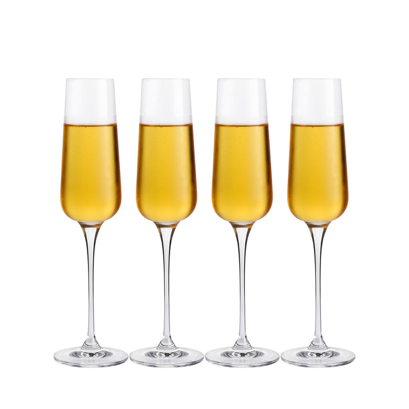 Crystal Champagne Flutes Glasses, Set of 4 (8 oz, 10 2/3" Tall)