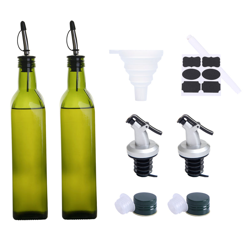 Dark Green Glass Olive Oil and Vinegar Dispenser