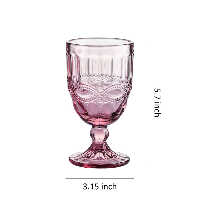 Colored Water Glasses 6-Piece Set, 8.5 oz Premium Heavy Wine Drinking Goblet, Solid Glass Color