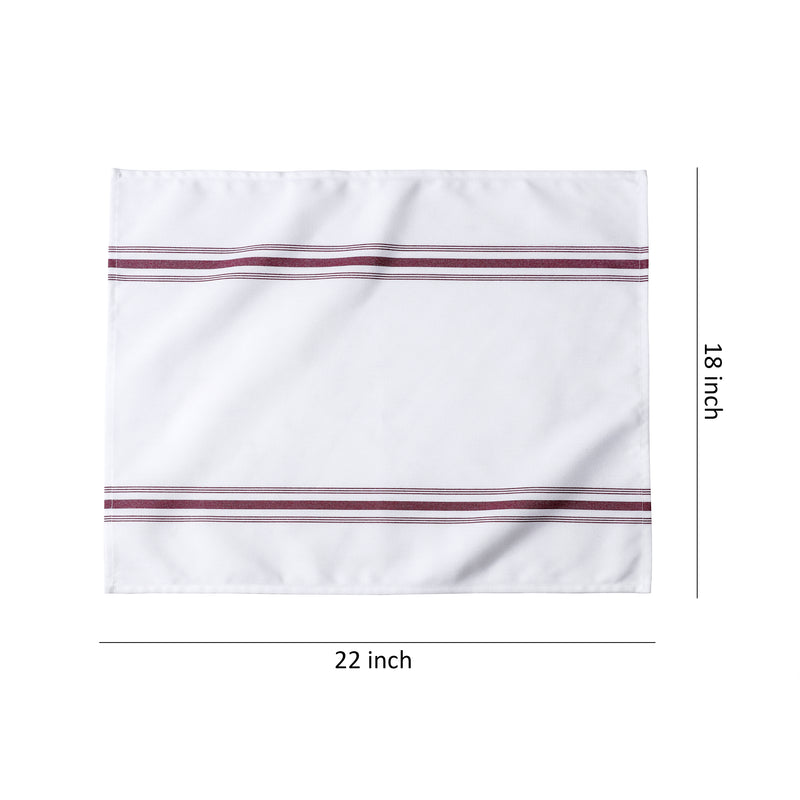 12-Piece Linen Cloth Napkins, Burgundy Stripe (18" x 22")